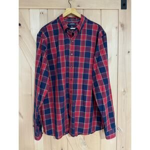 Lands End | Men's Plaid Sail Rigger Oxford Dress Shirt | Size XL/T (17-17.5)